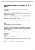 Marketing Management Chapter 11 Test Bank Exam Questions and Correct Answers
