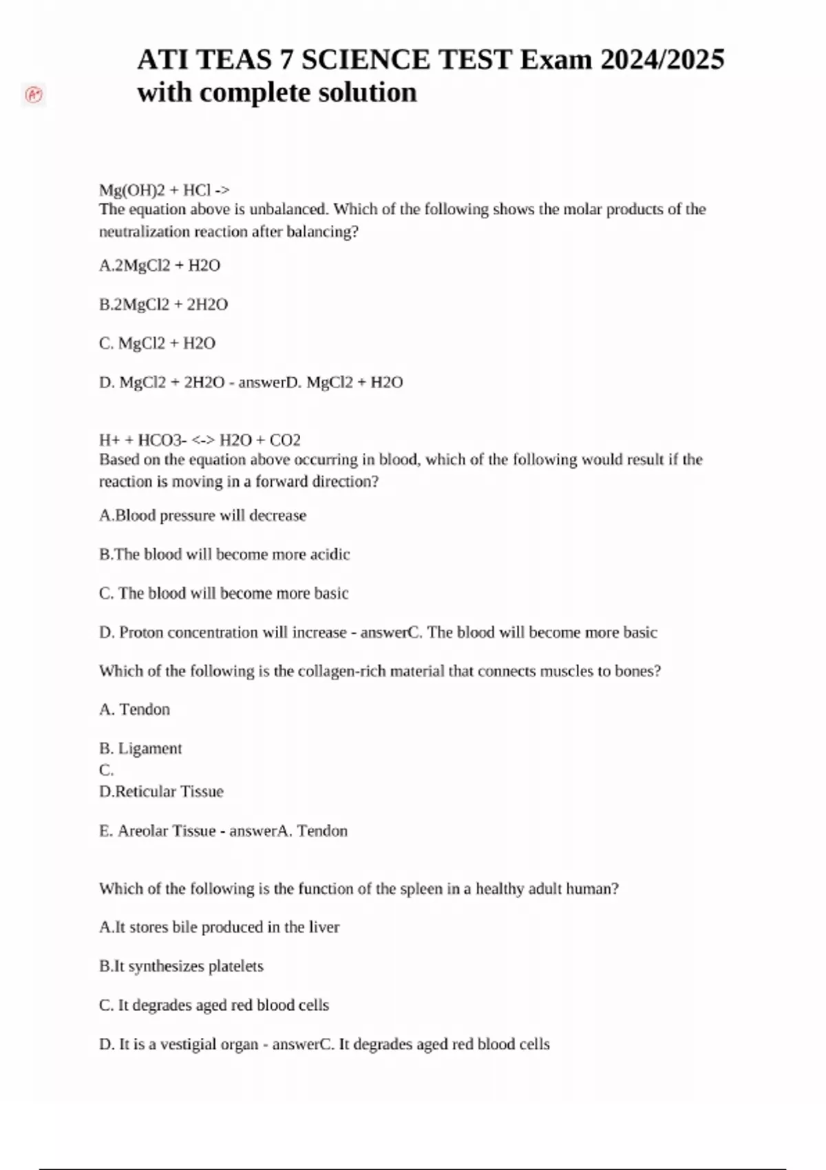 thumbnail image 2 of TEAS 7 Science Practice Test (updated 2025) - Test Preparation 2 of 13