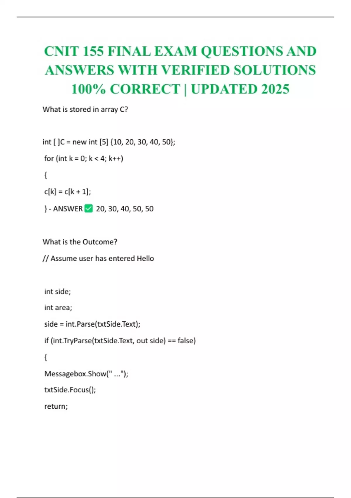 CNIT 155 FINAL EXAM QUESTIONS AND ANSWERS WITH VERIFIED SOLUTIONS 100% ...