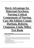 Davis Advantage for Maternal-Newborn Nursing Critical Components of Nursing Care 4th Edition Connie Durham&comma; Roberta Chapman&comma; Linda Miller Test Bank