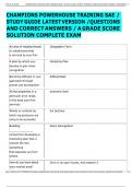 CHAMPIONS POWERHOUSE TRAINING SAE &sol;  STUDY GUIDE LATEST VERSION &sol;QUESTIONS  AND CORRECT ANSWERS &sol; A GRADE SCORE  SOLUTION COMPLETE EXAM