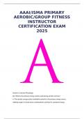 AAAI&sol;ISMA PRIMARY AEROBIC&sol;GROUP FITNESS INSTRUCTOR CERTIFICATION EXAM 2025 GRADED A&plus;