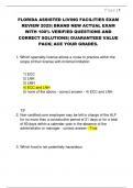 FLORIDA ASSISTED LIVING FACILITIES EXAM  REVIEW 2025&vert; BRAND NEW ACTUAL EXAM  WITH 100&percnt; VERIFIED QUESTIONS AND  CORRECT SOLUTIONS&vert; GUARANTEED VALUE  PACK&vert; ACE YOUR GRADES&period; 