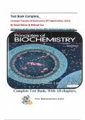 Test Bank Complete&lowbar; Lehninger Principles Of Biochemistry &lpar;8th&rpar; Eighth Edition&comma; &lpar;2021&rpar; By David Nelson & Michael Cox&vert; All Chapters 24-28&vert; Latest Version With Verified Answers&vert; Grade A&plus;