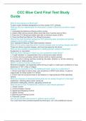 CCC Blue Card Final Test Study Guide questions and answers 100&percnt; complete solution 2025