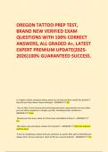  OREGON TATTOO PREP TEST&comma; BRAND NEW VERIFIED EXAM QUESTIONS WITH 100&percnt; CORRECT ANSWERS&comma; ALL GRADED A&plus;&comma; LATEST EXPERT PREMIUM UPDATE&lpar;2025-2026&rpar;100&percnt; GUARANTEED SUCCESS&period;