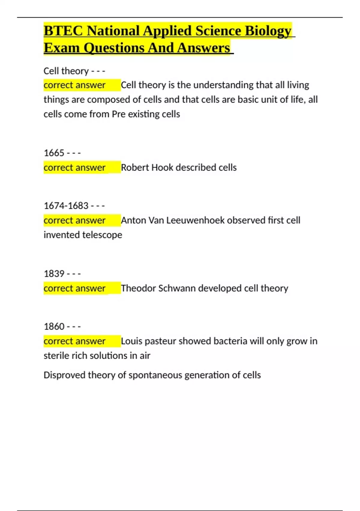 BTEC National Applied Science Biology Exam Questions And Answers.docx ...