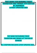 Nursing Today&colon; Transition and Trends 10th Edition by JoAnn Zerwekh Updated 2026 Comprehensive Practice Questions and Review Guide