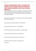 AIRPORT MANAGEMENT EXAM 1 REVIEW WITH CORRECT ACTUAL QUESTIONS AND CORRECTLY WELL DEFINED ANSWERS LATEST 2025 ALREADY GRADED A&plus;