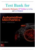 Test Bank for  Automotive Mechanics 10th Edition by Ed May and Les Simpson isbn-9781760421502 Complete Verified Edition Graded A&plus;