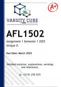 AFL1502 Assignment 10 ENGLISH &lpar;DETAILED ANSWERS&rpar; Semester 1 2025 - DISTINCTION GUARANTEED 