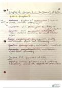 Note summaries of textbook "The Living World" chapters one through four