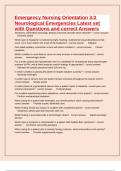 Emergency Nursing Orientation 3&period;0 Neurological Emergencies Latest set with Questions and correct Answers