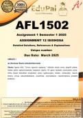 AFL1502 Assignment 12 ISIXHOSA &lpar;COMPLETE ANSWERS&rpar; Semester 1 2025 - DUE March 2025