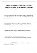 CLINICAL ANNUAL COMPETENCY EXAM - FRESENIUS &lpar;GUIDE WITH VERIFIED ANSWERS&rpar;
