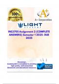 INS3705 Assignment 2 &lpar;COMPLETE ANSWERS&rpar; Semester 1 2025- DUE 2025&semi; 100&percnt; correct solutions and explanations