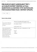 PRE-EMPLOYMENT ASSESSMENT TEST &sol; ACCURATE EXPERT VERIFIED ACTUAL QUESTIONS & ANSWERS WITH RATIONALES FOR GUARANTEED PASS &vert; NEWEST UPDATE&comma;