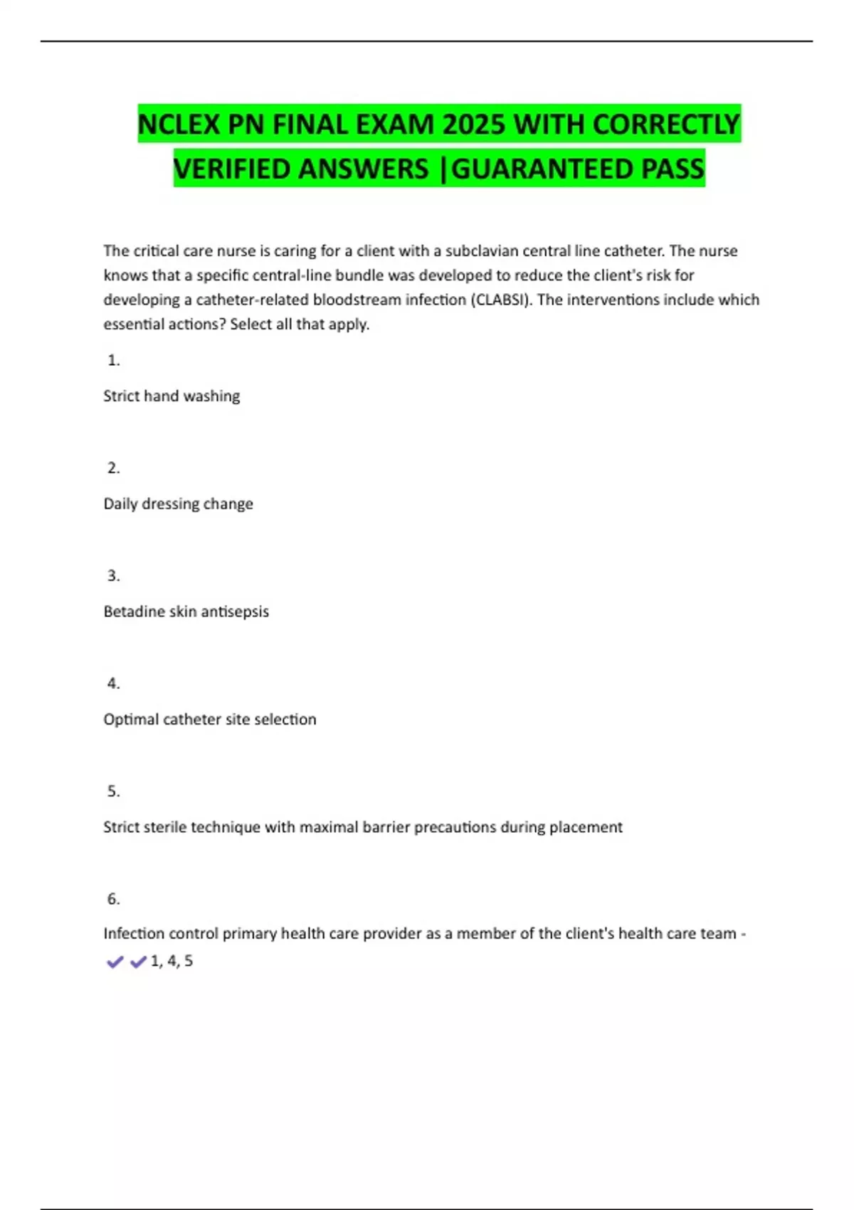 NCLEX PN FINAL EXAM 2025 WITH CORRECTLY VERIFIED ANSWERS |GUARANTEED ...