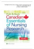 Polit & Beck Canadian Essentials of Nursing Research 4th Edition Woo Test Bank ISBN-13&colon;9781975109691 with questions and answers guaranteed pass&period;