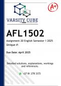AFL1502 Assignment 20 ENGLISH &lpar;DETAILED ANSWERS&rpar; Semester 1 2025 - DISTINCTION GUARANTEED