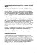 Social Ecological Model and Multiple Levels of Influence on Health Behavior