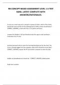 RN CONCEPT-BASED ASSESSMENT LEVEL 1 A TEST BANK&comma; LATEST COMPLETE WITH ANSWERS&sol;RATIONALES&period;