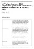 AZ PT jurisprudence exam &lpar;2025&rpar; comprehensive questions and verified answers &lpar; detailed & elaborated&rpar; ACTUAL EXAM 2025 TEST&excl;&excl;