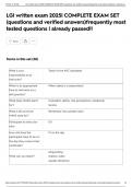 LGI written exam 2025&vert; COMPLETE EXAM SET &lpar;questions and verified answers&rpar;frequently most tested questions &vert; already passed&excl;&excl;