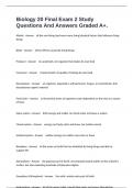 Biology 20 Final Exam 2 Study Questions And Answers Graded A&plus;&period;
