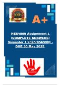 HES4809 Assignment 1 &lpar;COMPLETE ANSWERS&rpar; Semester 1 2025&lpar;854300&rpar;&semi; - DUE 30 May 2025