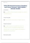 CPCU 553 Personal Insurance Questions and Correct Answers&sol; Latest Update &sol; Already Graded