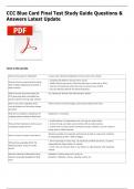 CCC Blue Card Final Test Study Guide Questions & Answers Latest Update