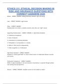 ETHICS 311&colon; ETHICAL DECISION MAKING IN RISK AND INSURANCE QUESTIONS WITH CORRECT ANSWERS 2025