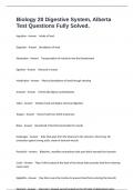 Biology 20 Digestive System&comma; Alberta Test Questions Fully Solved&period;