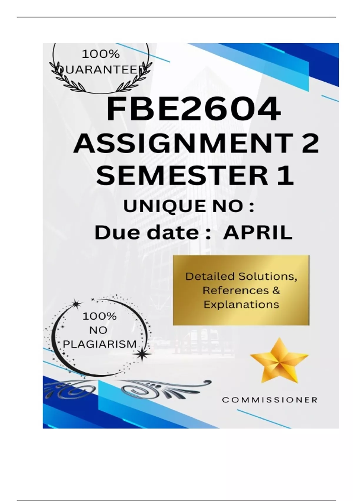 FBE2604 Assignment 2 (COMPLETE ANSWERS) Semester 1 2025 - DUE April ...