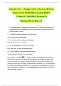 Lippincott - Respiratory Actual Exam  Questions With Reviewed 100&percnt;  Correct Detailed Answers   Guaranteed Pass&excl;&excl; 