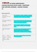 NY HOME IMPROVEMENT CONTRACTOR EXAM STUDY GUIDE &sol; QUESTIONS AND CERTIFIED ANSWERS &sol; ALREADY GRADED A&plus;&period;   Terms in this set &lpar;57&rpar;  What is "home improvement" &lpar;H&period;I&period;&rpar;&quest; &lpar;C R&semi; R R R A A I&rpar;&Tab;the construction&comma; repair&comma; remodeling&comma; alteration&comma; rehabili