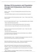 Biology 20 Ecosystems and Population Change Unit B Questions And Correct Answers&period;