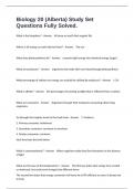 Biology 20 &lpar;Alberta&rpar; Study Set Questions Fully Solved&period;