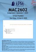 MAC2602 Assignment 1 &lpar;100&percnt; ANSWERS&rpar; Semester 1 2025 - DISTINCTION GUARANTEED