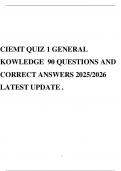 CIEMT QUIZ 1  UPTO FINAL EXAM QUESTIONS AND CORRECT ANSWERS 2025&sol;2026 LATEST UPDATE &period;