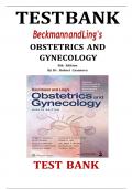  TEST BANK FOR BECKMANN AND LINGS OBSTETRICS AND GYNECOLOGY 8TH EDITION BY DR ROBERT CASANOVA QUESTIONS AND ANSWERS GRADED A&plus; LATEST 2025&comma;2026
