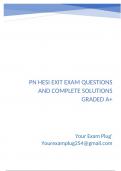 PN Hesi Exit Exam Questions and Complete Solutions Graded A&plus;