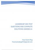 Leadership HESI Test Questions and Complete Solutions Graded A&plus;