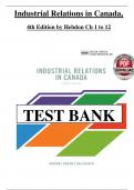 Test Bank for Industrial Relations in Canada by Hebdon Robert&comma; Brown Travor