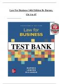 TEST BANK For Law for Business 14th Edition by A&period; James Barnes&comma; Eric Richards&comma; Tim Lemper&period; All Chapters 1-47&period; 