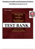 Test Bank for Managing for Quality and Performance Excellence 11th Edition Evans &sol; All Chapters 1 - 14 &sol; Full Complete