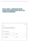 RVTI LEVEL 1 CERTIFICATION EXAM 2025 QUESTIONS WITH ALL PASSED ANSWERS&excl;&excl;