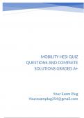 Mobility HESI Quiz Questions and Complete Solutions Graded A&plus;