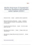 Bio251 Final Exam 3 Chamberlain University Questions And Answers Latest Update &lpar;2025&rpar;&excl;&excl;